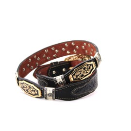 West Star Texas Mens Women Western Cowboy Thick Leather Belt Longhorn Horse Rooster Cowboy Prayer Sheriff Star Emblem 111D Bullrider BK Floral XL