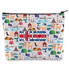 BWWKTOP Iceland Cosmetic Makeup Bag Iceland Trip Inspired Gifts Iceland Vacation Zipper Travel Bags Iceland Souvenir Merch, Iceland, Bag