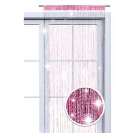 wometo String Curtain, Glitter Curtain, OekoTex, 90 x 245 cm, Pink, Silver, Shiny, Decorative Scarf, Transparent, Semi-Transparent, Christmas