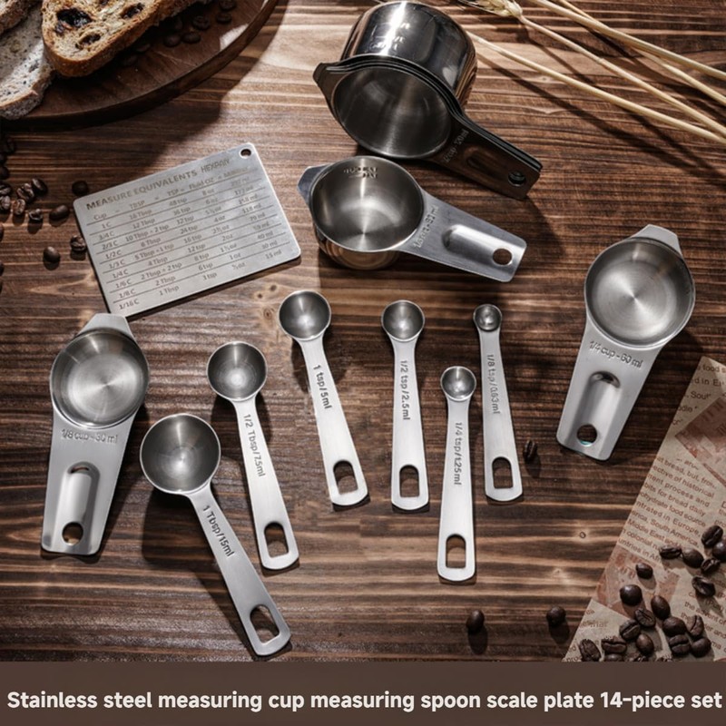 HEXPAN Heavy Duty 304 Metal Stainless Steel Measuring Cups &