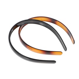 Beaupretty Girls Headbands Teeth Comb Hairbands 2pcs Simple Headband, Anti- Daily Headwear with Fine Tooth Wide Head Hoops for Girls Ladies (Black, Brown) Plastic Hard Headband Mens Headband