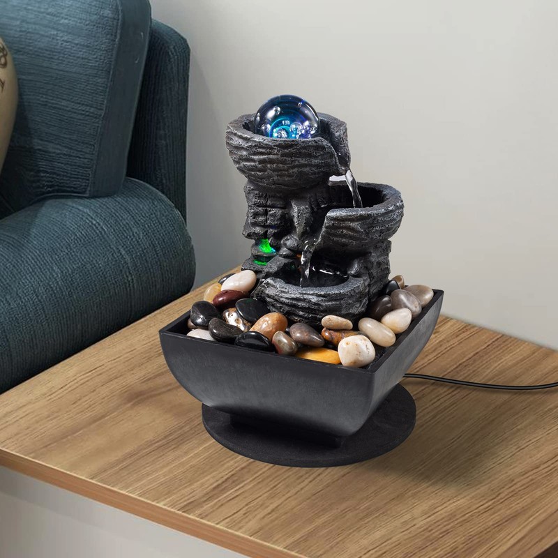 Tabletop Fountain Indoor Waterfall Meditation Fountain Like Layers of Rock