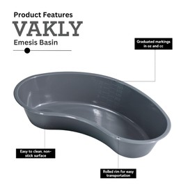 Graduated Emesis Basins 700ML [Pack of 250] Graduated Kidney Shaped Bowl – Sturdy Plastic Irrigation Basin Tray (250)