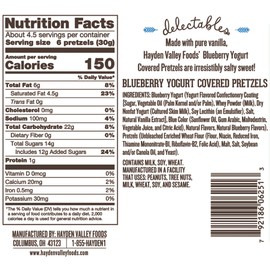 Hayden Valley Foods Blueberry Yogurt Flavored Covered Pretzels | 5 oz Resealable Bag | Gourmet Flavored Blue Pretzels