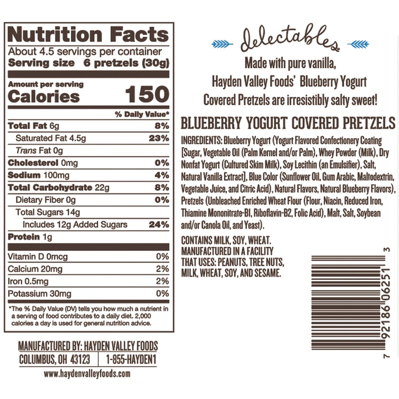 Hayden Valley Foods Blueberry Yogurt Flavored Covered Pretzels | 5