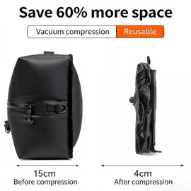 Vacuum Bag for Travel Organiser Packing Bag for Carry-On Luggage Backpack Suitcase Reusable Vacuum Seal Save Space Compression Bag with Built-in Pump & USB-C Charging (Beige)