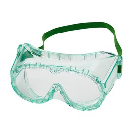 Sellstrom Flexible, Soft, Direct Vent, Protective Safety Goggle, Green-Tinted Body, Uncoated, Clear Lens, Green Adjustable Strap, S88000