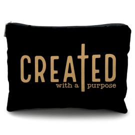 Likjad christian gifts for women,Christian makeup bag，religious gifts for women,Created With a Purpose，Jesus makeup bag，bible bag，christian gift bags，faith gifts for women（black）