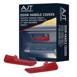 AJT DESIGN Door Handle Covers for Toyota Tundra (2022+), Tacoma (2024+) & 4Runner (2025+) | Interior Accessories | High Strength ABS Plastic | Blackout Mod | Made in USA | 4 Piece Set - Red