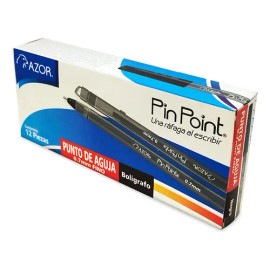Plumas Azor Pin Point Punto fino Tinta Negra caja 12 piezas