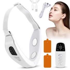 Electric V-Face Shaping Massager, EMS Facelift Device, 18 Intensity Levels, 6 EMS Modes, 5 Lights, Face Massager for Toning, Lifting & Jawline Trainer with Remote Control