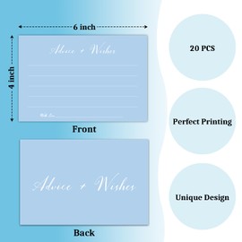 Zgogy Blue Advice And Wishes Cards, Advice Cards For Bridal, Wedding, Baby Shower, Mr And Mrs, Graduation, Wishes For Baby Cards Baby Shower, Pack Of 20 4x6 Cards Double Sided Print -02