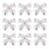 LUOEM Pack of 24 Small Silver Christmas Tree Bow Ties