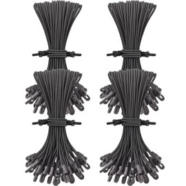 AOBYMIN Small Bungee Cords with Hooks 10 Inch, 100 Pcs Short Rubber Mini Hook Bungee Cord Heavy Duty Outdoor (Black)