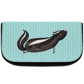 Mr. & Mrs. Panda Cosmetic Bag Skunk Yoga Gift Cosmetic Bag Life Toiletry Bag Makeup Bag Wild Animal Makeup Bag Skunk, turquoise, Hand Drawn