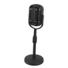 Antique Microphone Decor with Stand Black Realistic Lightweight Retro Microphone