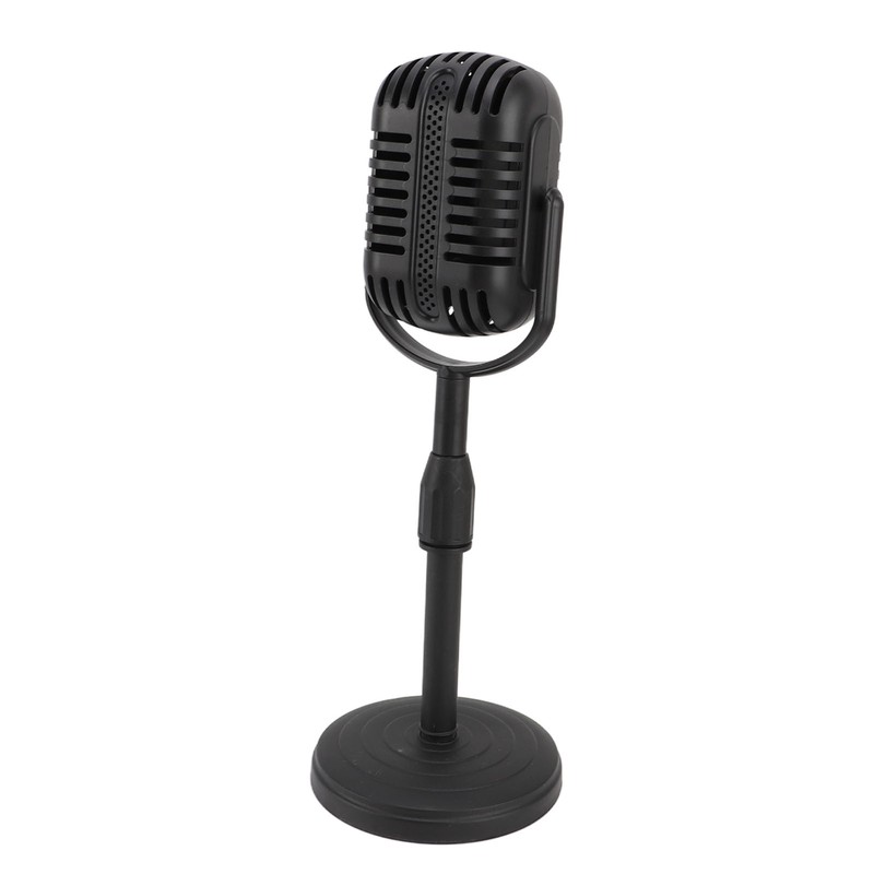 Antique Microphone Decor with Stand Black Realistic Lightweight Retro Microphone