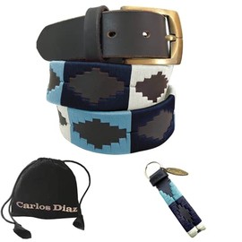 Carlos Diaz Mens Womens Premium Unisex Brown Leather Embroidered Designer Polo Belt (115 cm/ 44-46 Inches)