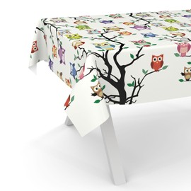 ANRO Oilcloth Tablecloth Wax Tablecloth Washable Garden Tablecloth Round Oval Square 120 x 140 cm Cut Edge Owl