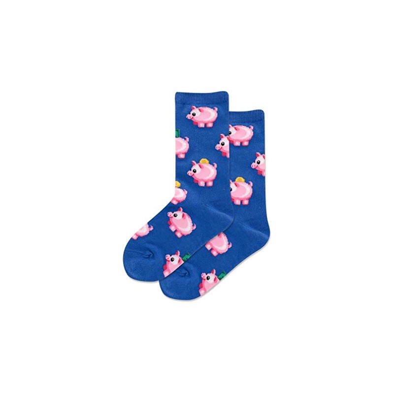 Hotsox Kid's Piggy Bank Crew Socks 1 Pair, Dark Blue,