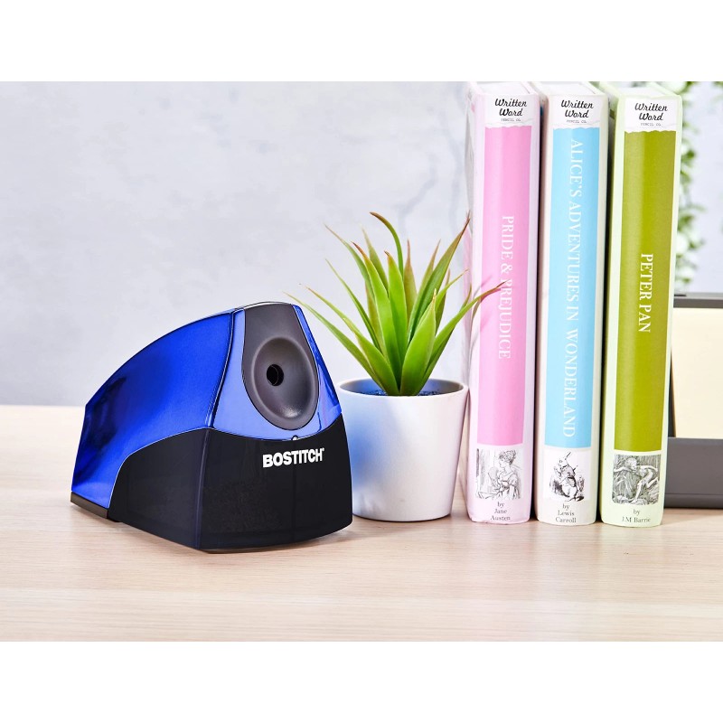 Bostitch Metallic Blue Electric Pencil Sharpener Compact Design Powerful Motor