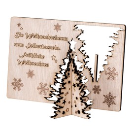 levandeo Christmas Card Birch Wood DIY Merry Christmas Stand Wooden Christmas Tree Wooden Card Greeting Card Table Decoration