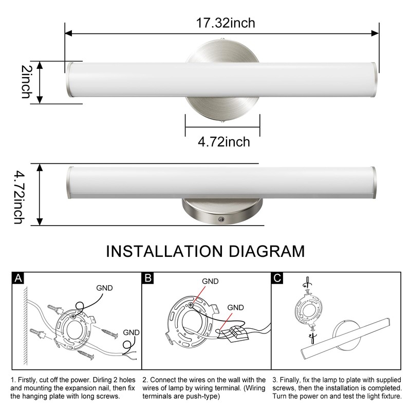 OOWOLF 2 Pack LED Vanity Light Bar for Bathroom, Dimmable