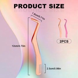 Pack of 2 Eyelash Applicator, False Eyelash Applicator with Comb for Girls Women Beginners Makeup Artists (Pink, Rose Gold)