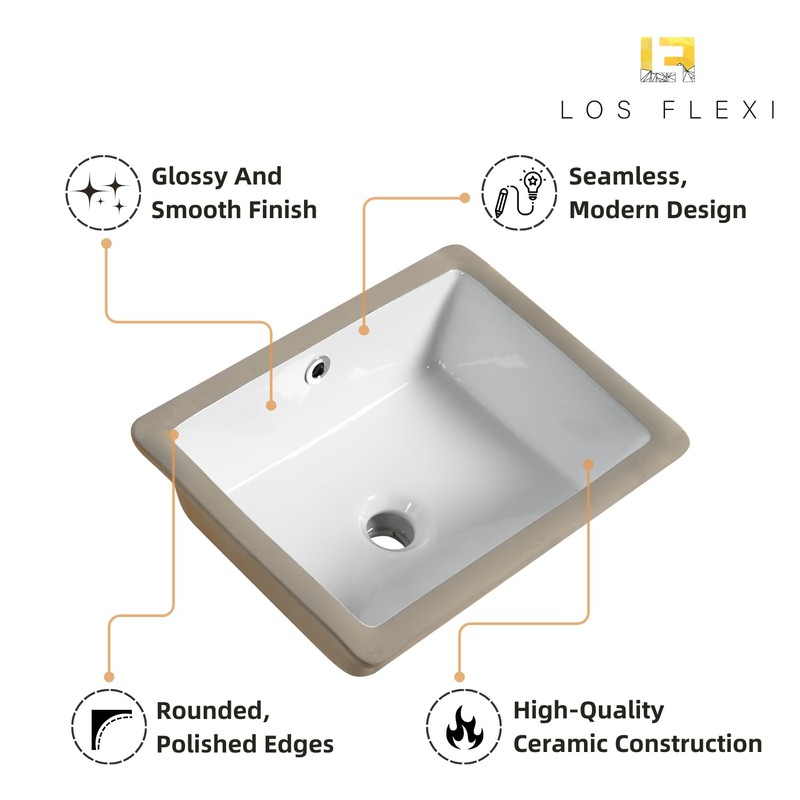16"W x 12"D Undermount Bathroom Sink Rectangular Small, Los Flexi