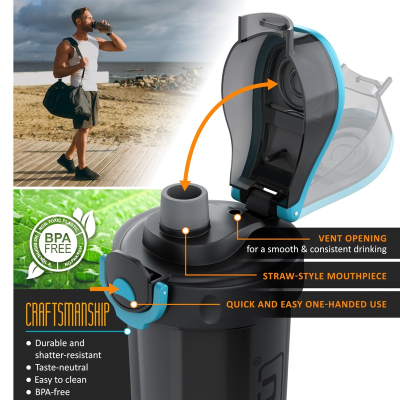 arendo Protein Shaker Bottle, BPA-Free with Mixball, 800ml, Leakproof, Perfect