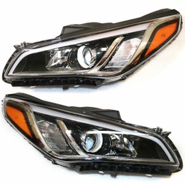 BJTDLLX Halogen Headlight Set Assembly Compatible with Hyundai Sonata 2015 2016 2017 Driver & Passenger Side (Left+Right)