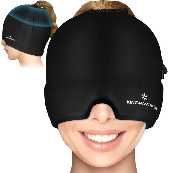 KingPavonini Gel Ice Migraine Headache Relief Cap, Adjustable Headache Cap