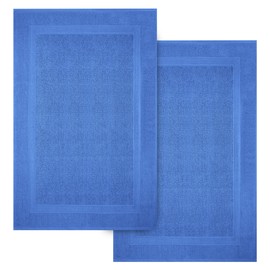 Infinitee Xclusives Premium Cotton Bath Mats for Bathroom – Pack of 2 | 34x22 Inches | Ultra Soft, Super Absorbent, Non-Slip, Machine Washable Mats (Eloquent Blue) [Not a Rug]