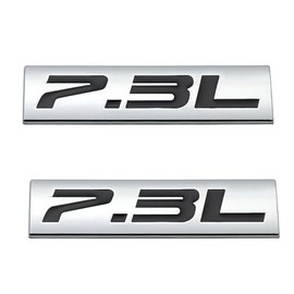 2Pc 7.3L Emblem Triple 3D Metal Badge Sticke for Hood Fender Door Trunk (Silver Black)