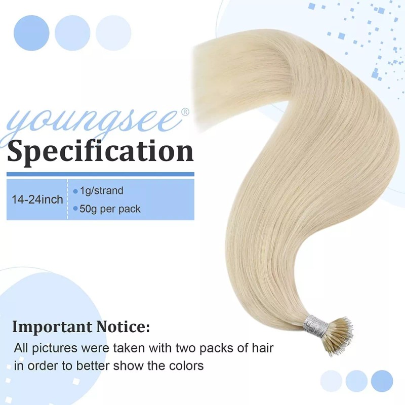 YoungSee Extensiones Cabello 1gr 14in Platino Rubio