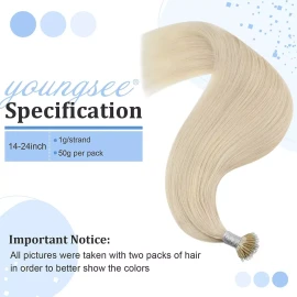 YoungSee Extensiones Cabello 1gr 14in Platino Rubio