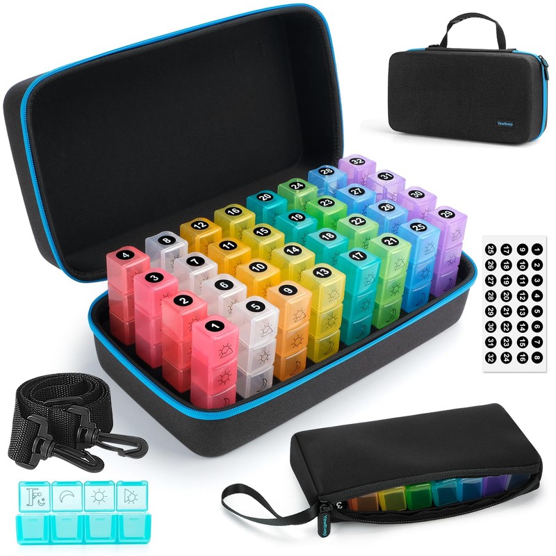 Monthly Pill Organizer 4 Times a Day, Pill Box Organizer