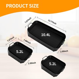 Heißluftfritteuse Zubehör für Ninja Foodi Flexdrawer AF500EU 10.4 L,Airfryer Silikonform Zubehör Air Fryer 10.4 L,Silikonform airfryer Wiederverwendbar Zubehör für Dual Zone Heißluftfritteuse ﻿