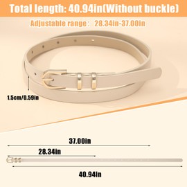 ViEinkaufen 2 Pack Womens Skinny PU leather Belt with Adjustable Gold Metal Buckle Dresses Thin Waist Belt Black Fashion Waist Belt Classic Retro Thin Belt for Jeans, Pants, Shorts, Dresses and Coat