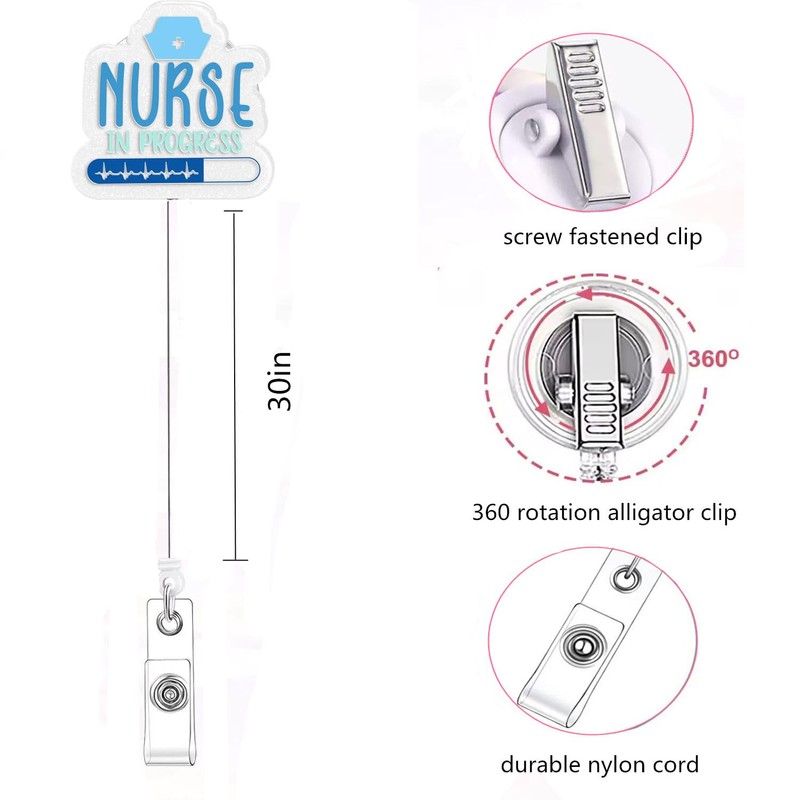 Nurse Pen Set Retractable Badge Reels ID Clip with Ballpoint