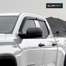 CLIM ART Incredibly Durable Rain Guards for Toyota Tundra 2022-2024 Double Cab, Original Tape-on Window Deflectors, Vent Deflector, Window Visors, Car Accessories, 4pcs. - 422065