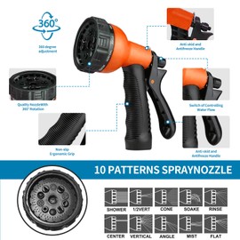 TOPUPHOE Metal 25 FT Garden Hose, Stainless Steel Heavy Duty Water Hoses Adjustable Spray Nozzle Lightweight No Kink Garden Hoses for Yard, Outdoor,Car