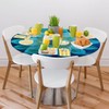 Round Fitted Tablecloth Wipeable Elastic Mandala Blue Green Ethnic Table