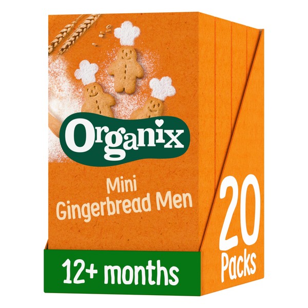 Organix Mini Gingerbread Men Organic Toddler Snack Biscuits Multipack, No Added Sugar, (5x20g) (Pack of 4)
