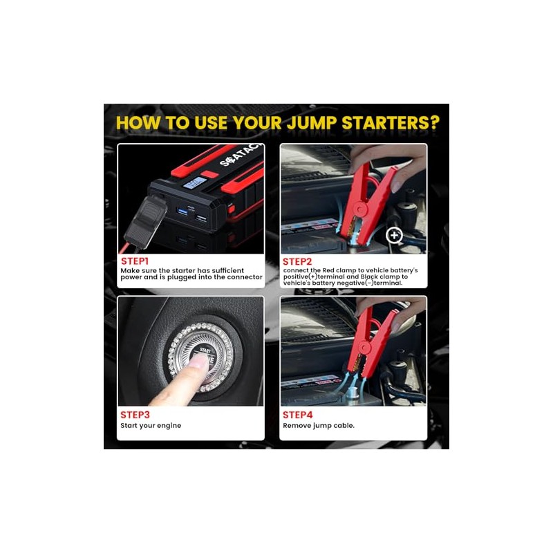 Scatach Jump Starter 5000A, 12V Car Battery Jump Starter Battery