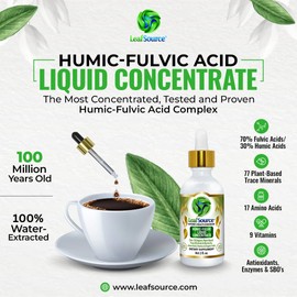 LEAFSOURCE LEAFSOURCE Humic Fulvic Acid Liquid 2oz Trace Minerals with Electrolytes Collagen Vitamins Superior Humic to Fulvic Ratio More Energy Gut Health Joint Health Immune Support Hydration 180 serv