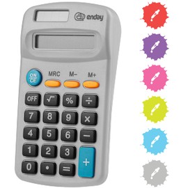 Calculator Grey, Basic Small Solar and Battery Operated, Large Display Four Function, Auto Powered Handheld Calculator School and Kids Available in Green, Red, Purple, Blue, Pink, 1 PK – by Enday