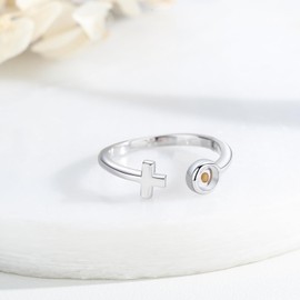 Kreuz Ring 925 Sterling Silber Verstellbarer Glaube Offener Ring Senfsamen Eingelegter Schmuck Minimalistischer Religiöser Schmuck Geburtstagsge Schenk