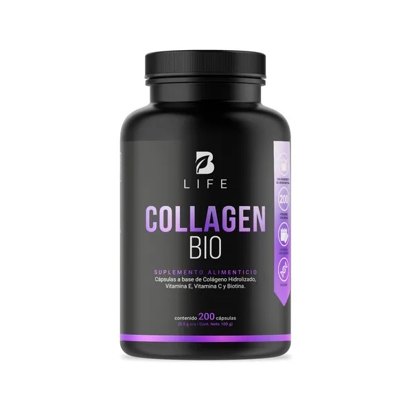 Biotina, Colágeno Y Vitamina E 200 Cápsulas B Life.