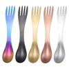 2 in 1 Titanium Spoon and Fork Combo, 5Pcs Stainless